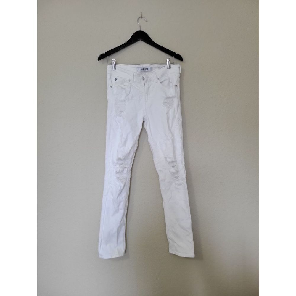 GUESS Slim Tapered Denim distressed Men's pants- 30x30/ White